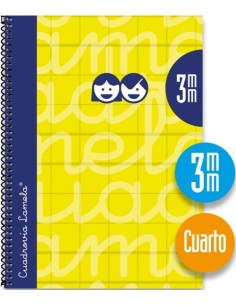 CUADERNO ESPIRAL 4º 80H 90G 3MM AMARILLO CUADROVIA EXTRADUR
